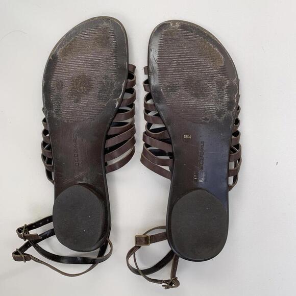 Vintage BCBG Gladiator Sandals Flats Size 9 Or 39 Genuine Leather Brown - Picture 5 of 6
